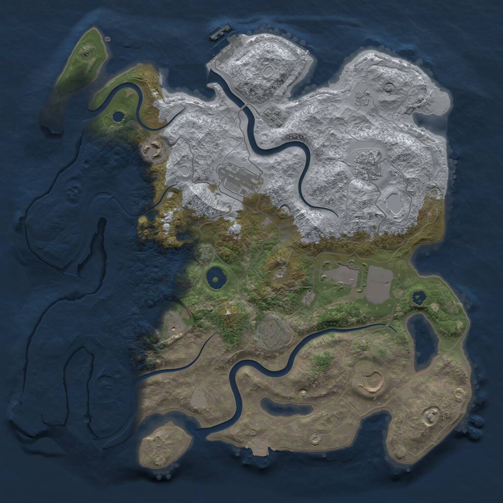 Rust Map: Procedural Map, Size: 3650, Seed: 275109, 14 Monuments