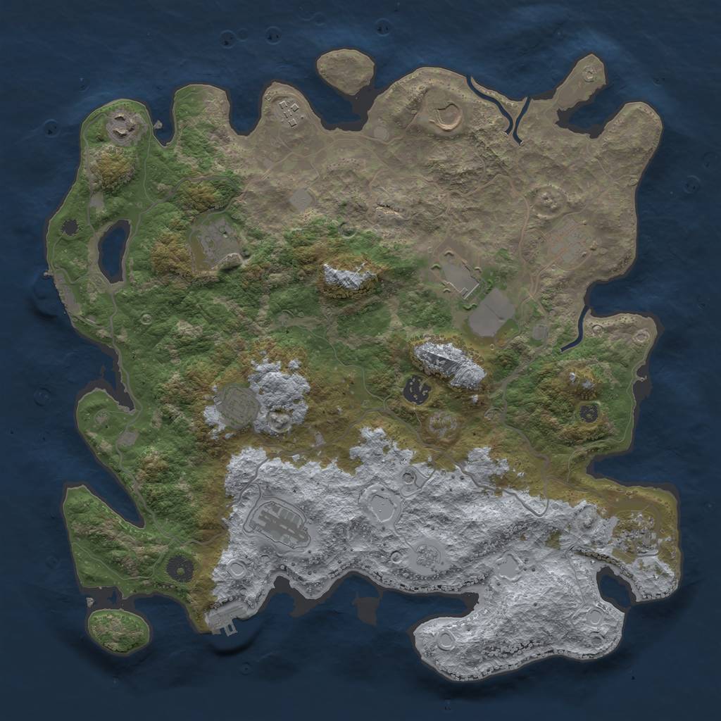 Rust Map: Procedural Map, Size: 4000, Seed: 21554, 19 Monuments
