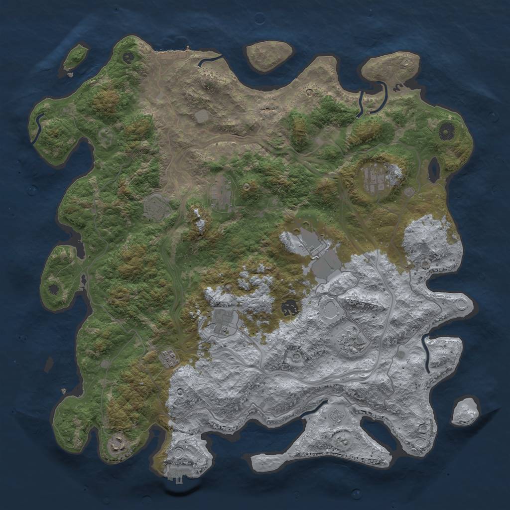 Rust Map: Procedural Map, Size: 4500, Seed: 69695959, 18 Monuments