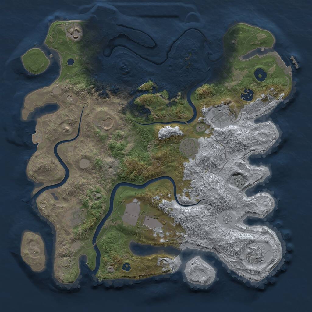 Rust Map: Procedural Map, Size: 3700, Seed: 499657529, 15 Monuments