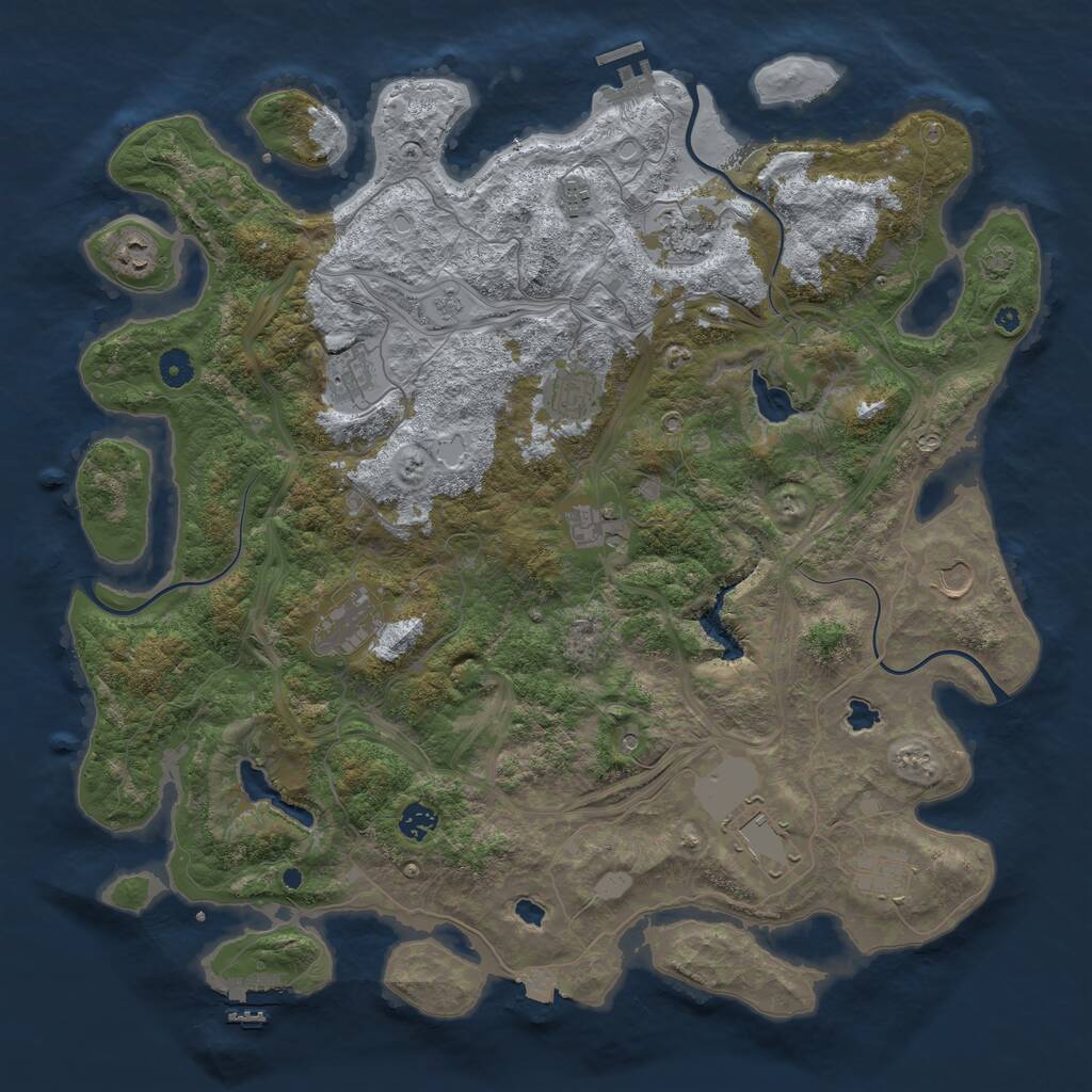 Rust Map: Procedural Map, Size: 4500, Seed: 1277690761, 17 Monuments