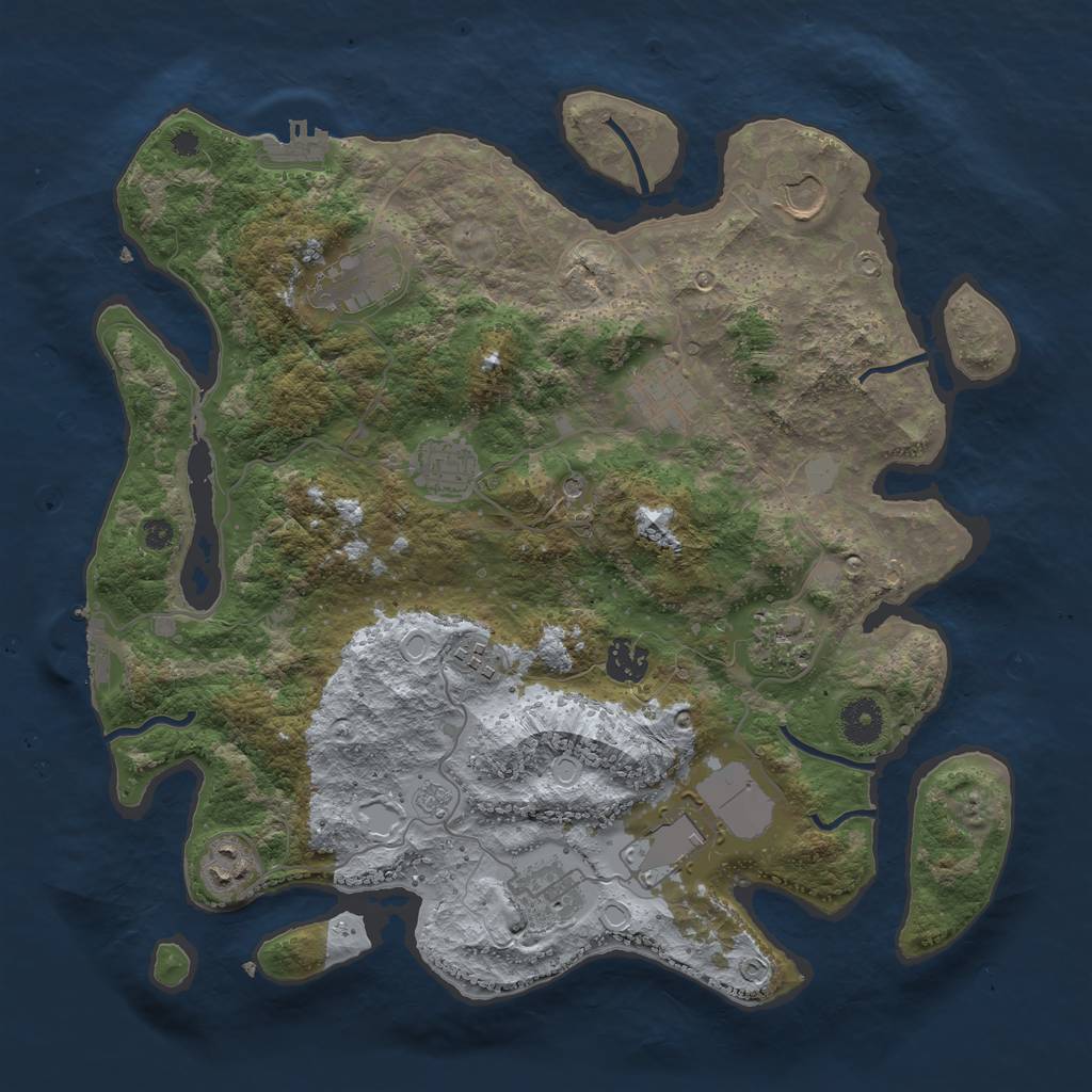 Rust Map: Procedural Map, Size: 3700, Seed: 777872312, 19 Monuments
