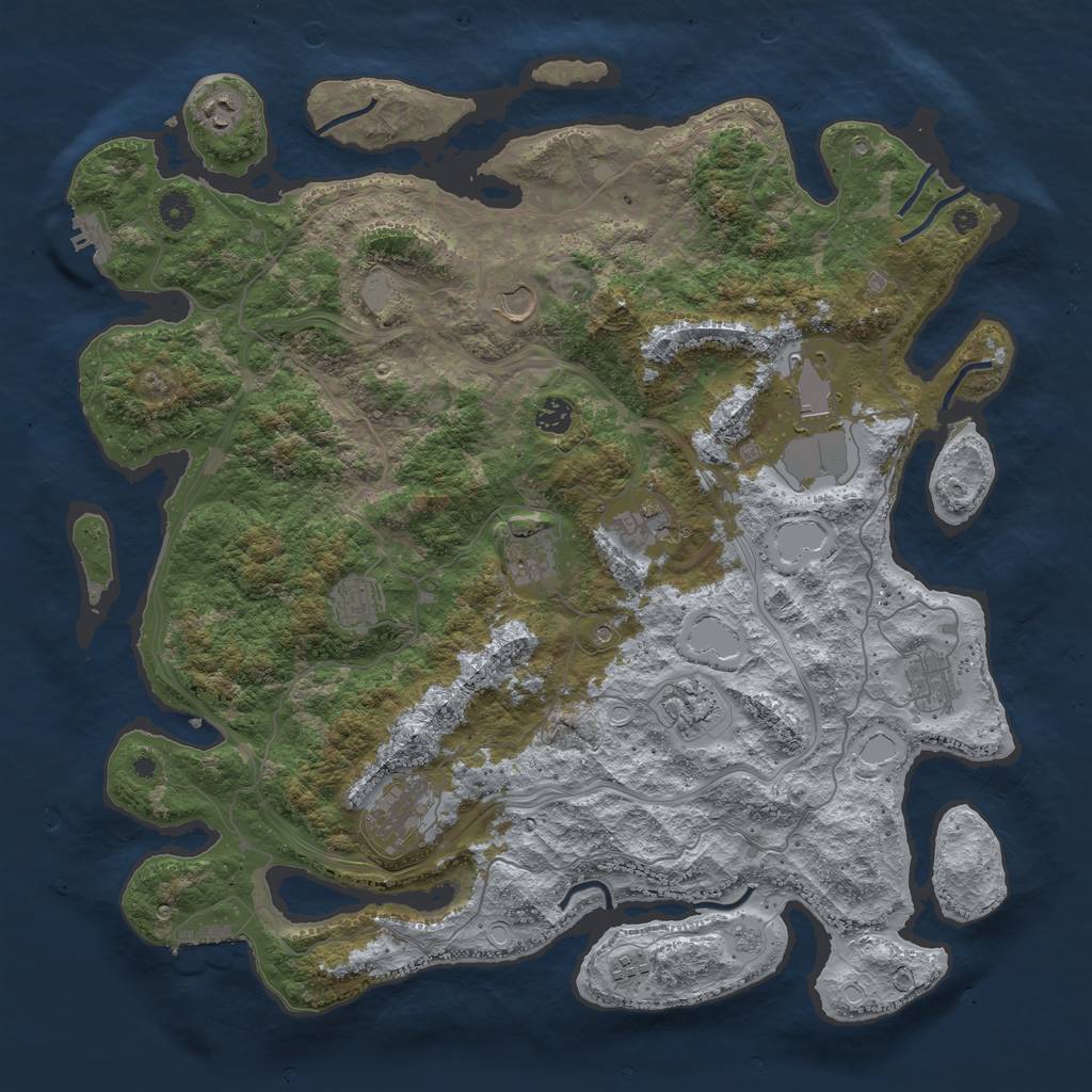 Rust Map: Procedural Map, Size: 4500, Seed: 1804162629, 20 Monuments