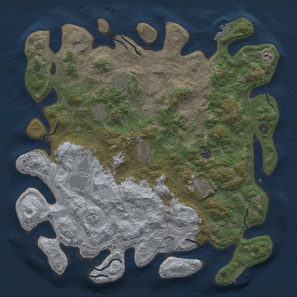 Rust Map: Procedural Map, Size: 4500, Seed: 1542875110, 19 Monuments