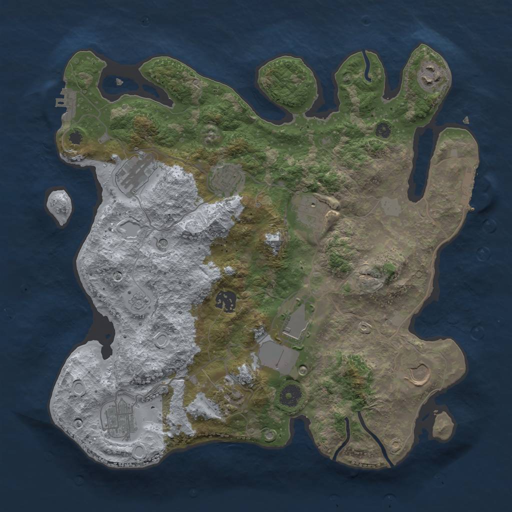 Rust Map: Procedural Map, Size: 3500, Seed: 682037743, 18 Monuments