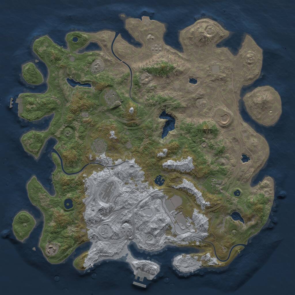 Rust Map: Procedural Map, Size: 4500, Seed: 98460, 15 Monuments