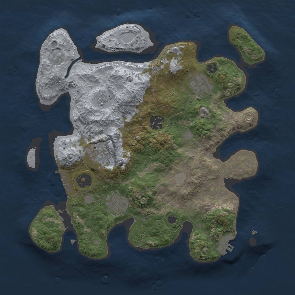 Rust Map: Procedural Map, Size: 3000, Seed: 565742, 12 Monuments