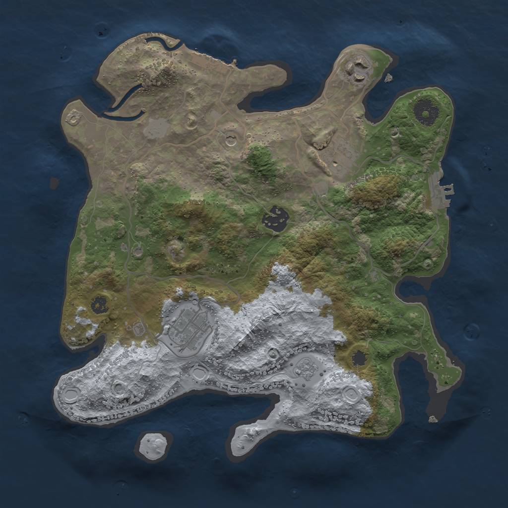 Rust Map: Procedural Map, Size: 3000, Seed: 689563, 13 Monuments
