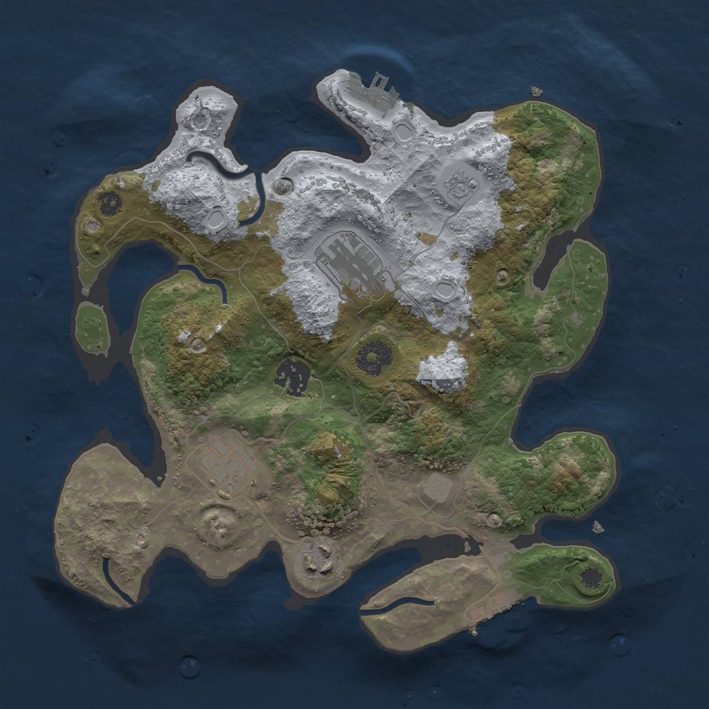 Rust Map: Procedural Map, Size: 3000, Seed: 696095, 12 Monuments