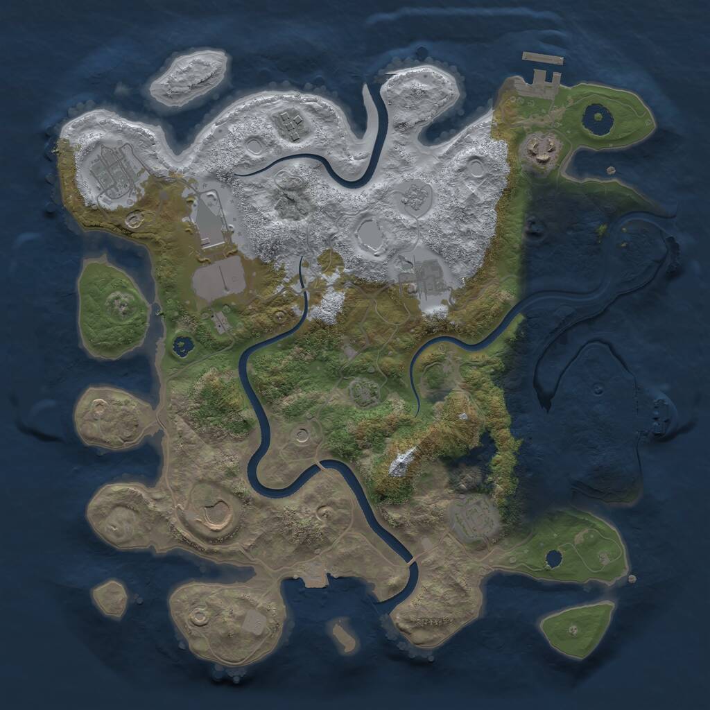 Rust Map: Procedural Map, Size: 3500, Seed: 948448493, 13 Monuments