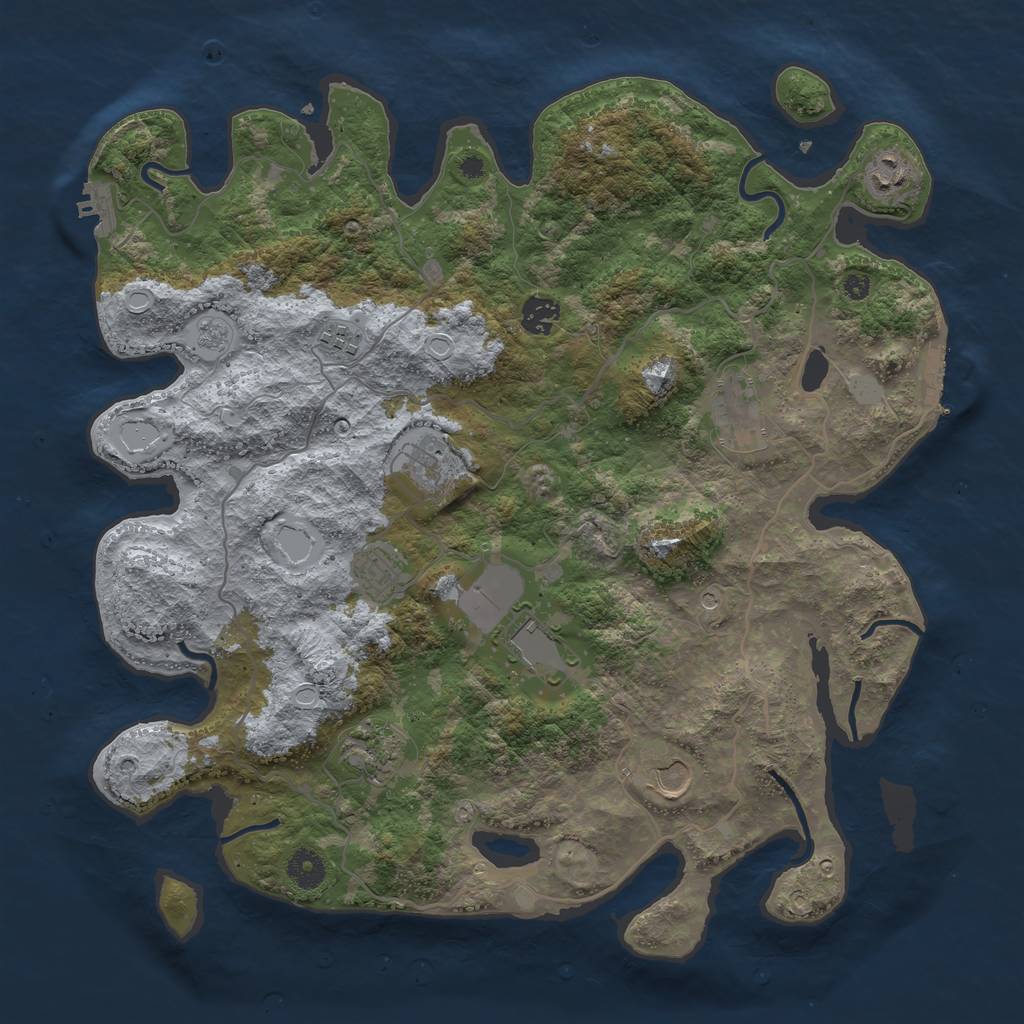 Rust Map: Procedural Map, Size: 4000, Seed: 67381, 18 Monuments