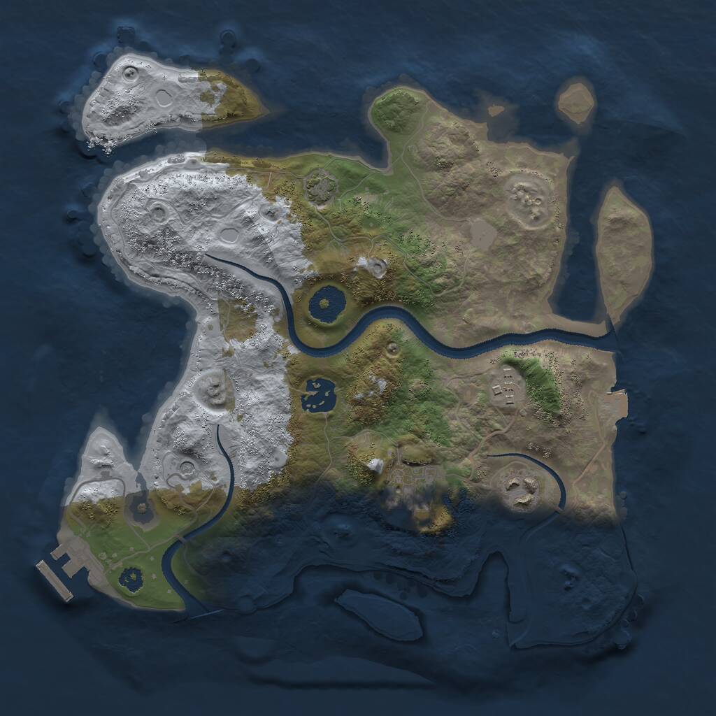 Rust Map: Procedural Map, Size: 3000, Seed: 1352940964, 8 Monuments