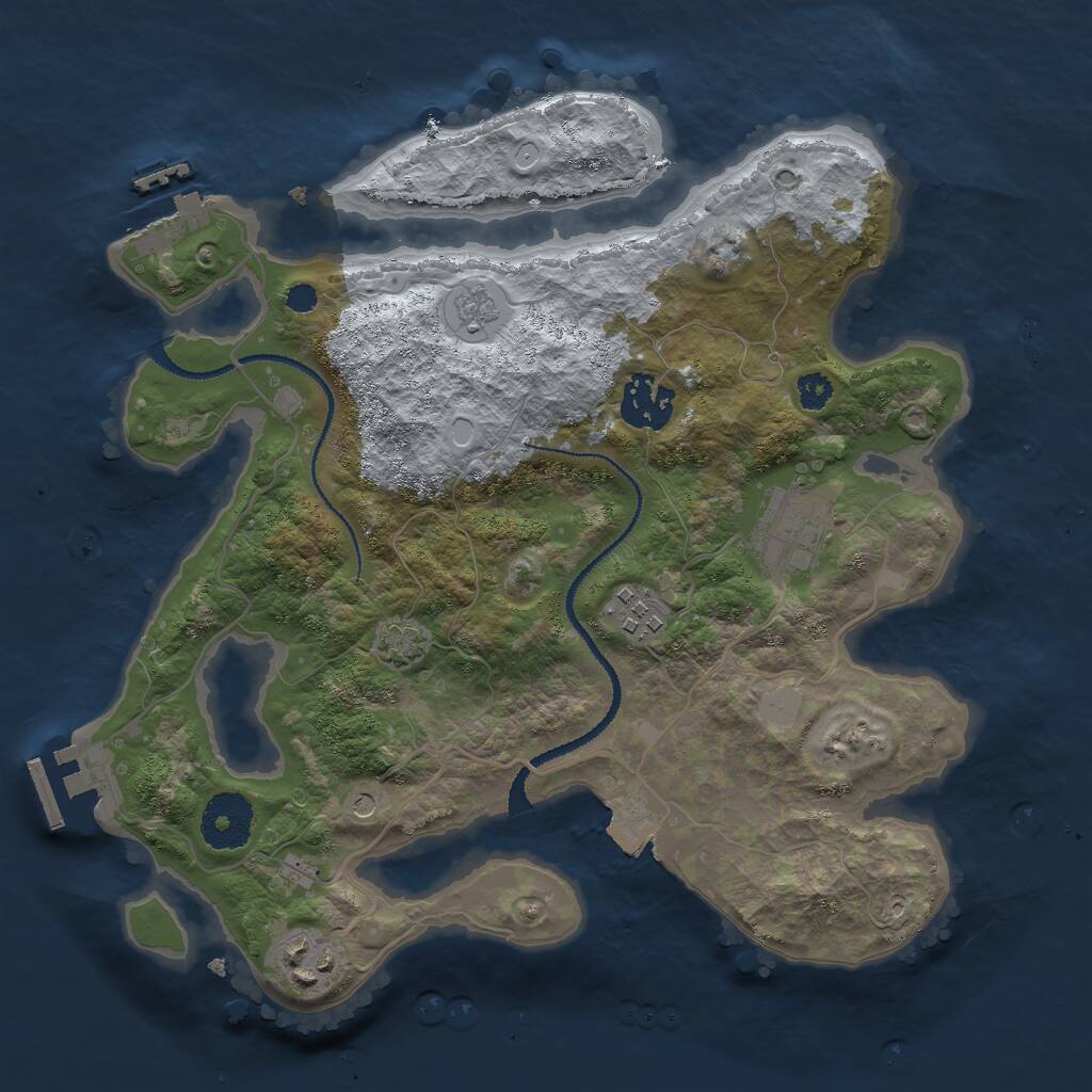 Rust Map: Procedural Map, Size: 3000, Seed: 1486239959, 10 Monuments