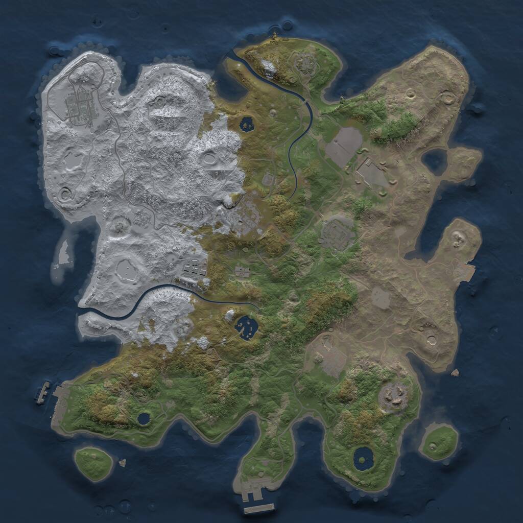 Rust Map: Procedural Map, Size: 3500, Seed: 2127613930, 14 Monuments