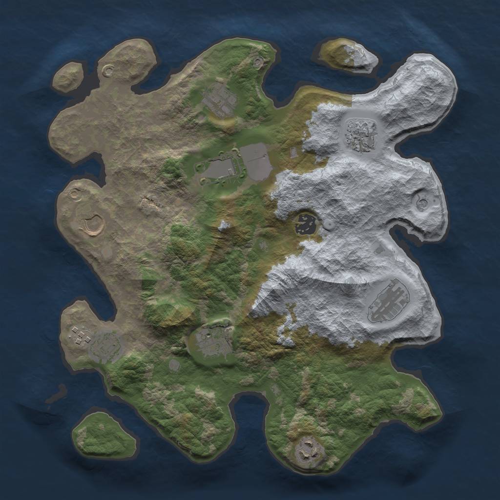 Rust Map: Barren, Size: 3500, Seed: 25151, 13 Monuments