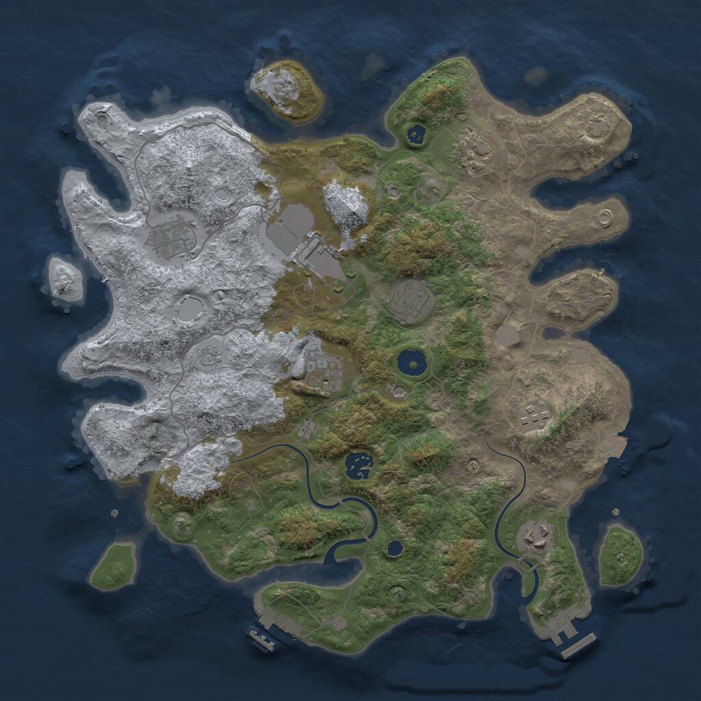 Rust Map: Procedural Map, Size: 3700, Seed: 1977655645, 14 Monuments