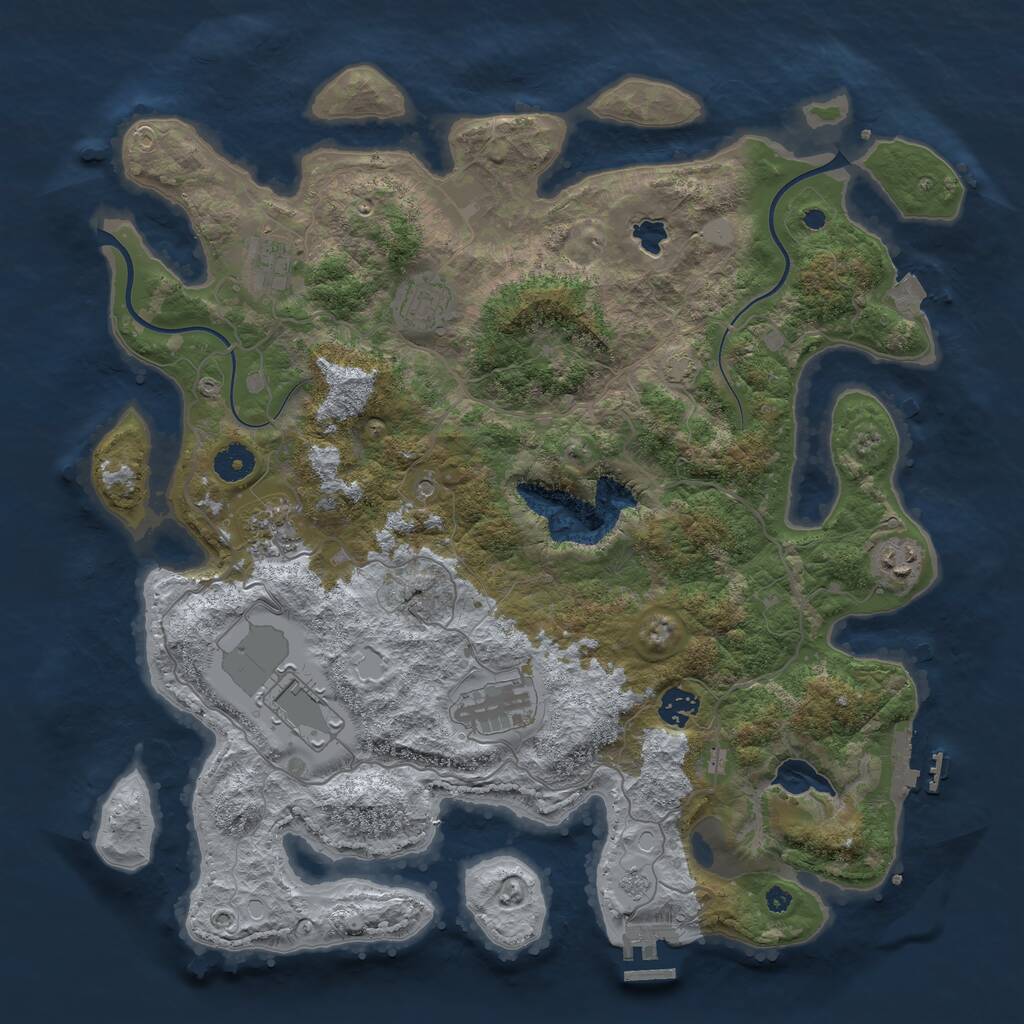 Rust Map: Procedural Map, Size: 4000, Seed: 1325133267, 13 Monuments