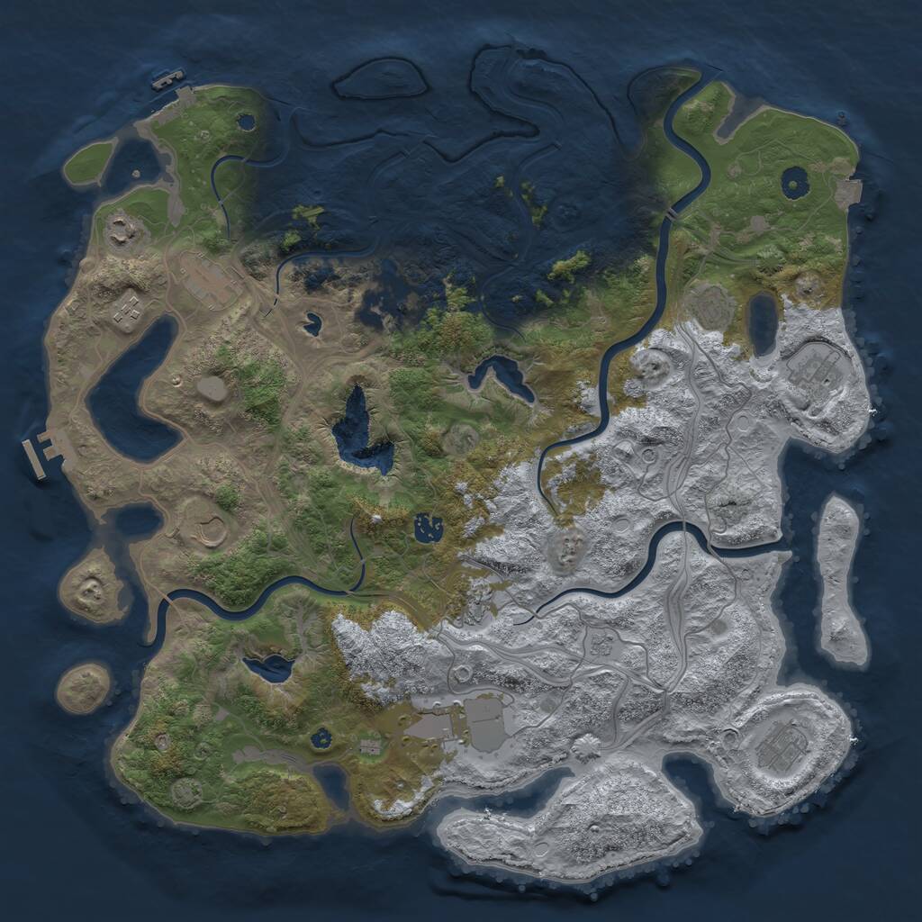 Rust Map: Procedural Map, Size: 4500, Seed: 1125880662, 17 Monuments