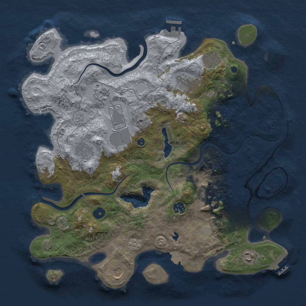 Rust Map: Procedural Map, Size: 4000, Seed: 7710, 16 Monuments