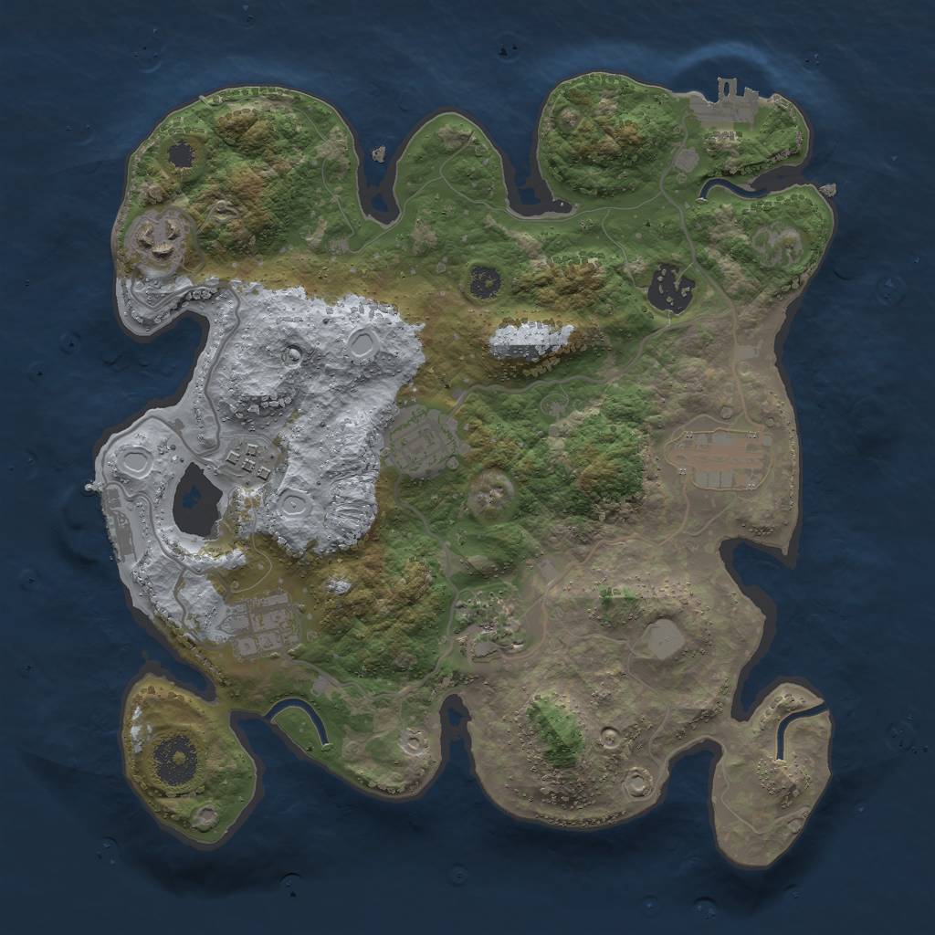 Rust Map: Procedural Map, Size: 3000, Seed: 1058698108, 14 Monuments