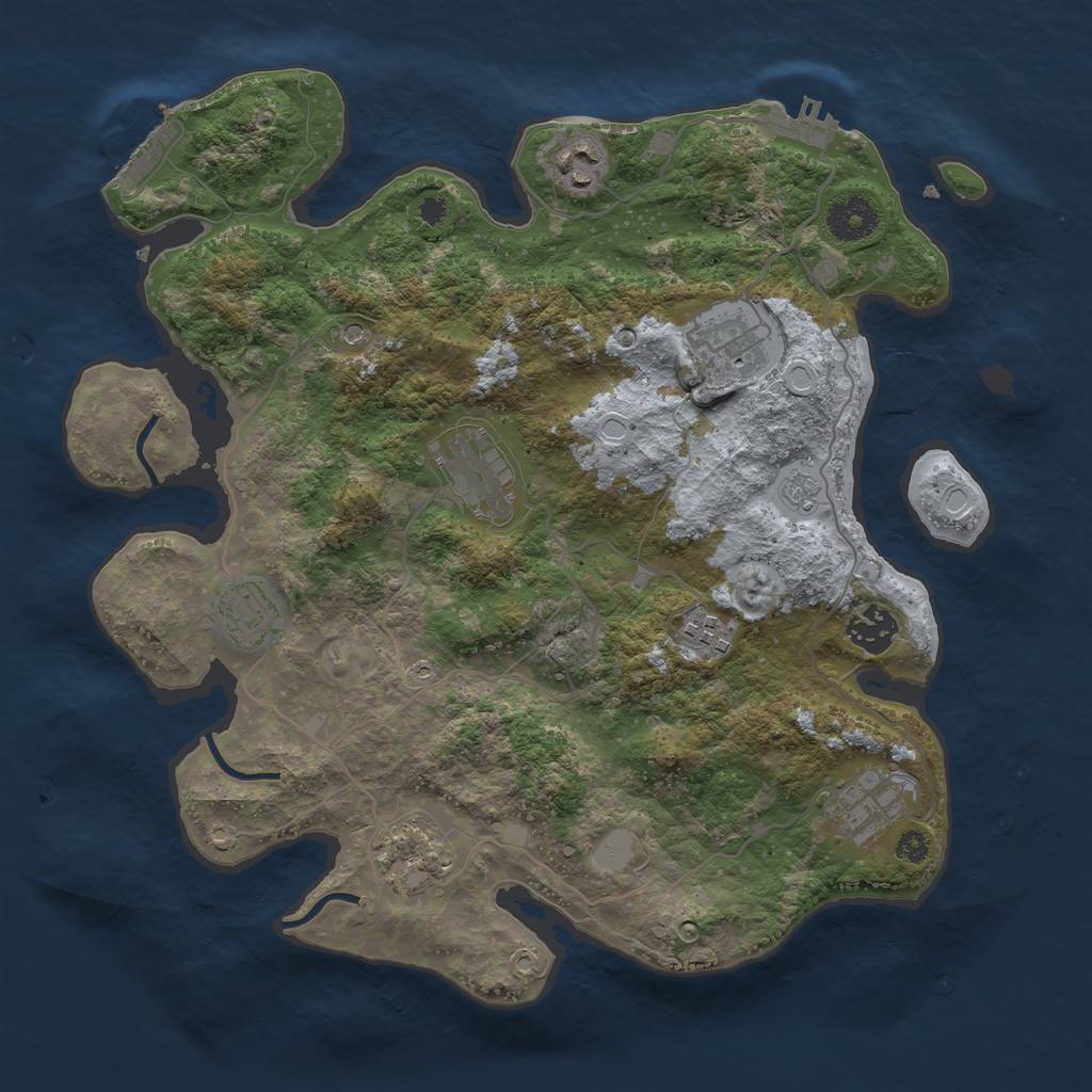 Rust Map: Procedural Map, Size: 3456, Seed: 769052463, 17 Monuments