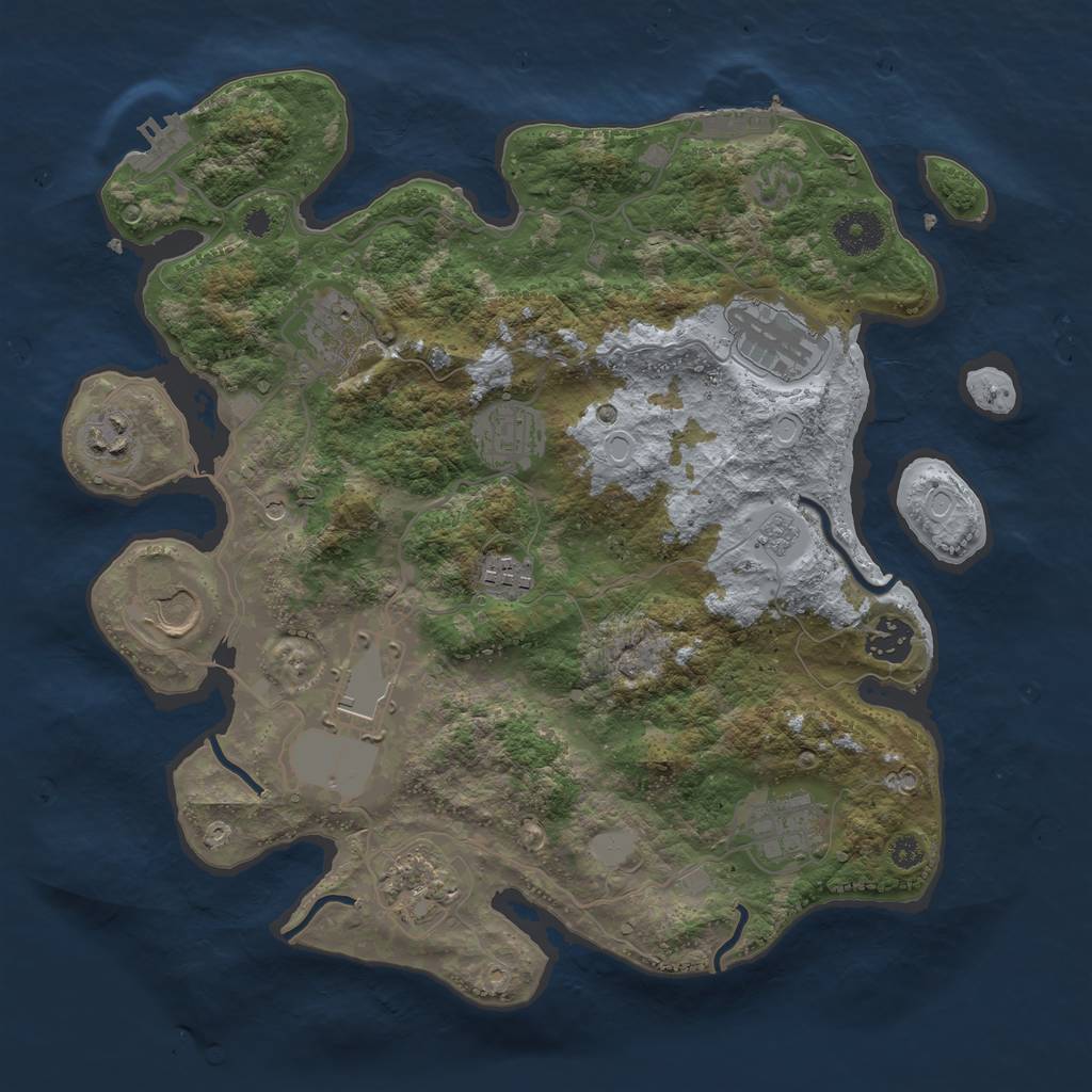 Rust Map: Procedural Map, Size: 3500, Seed: 769052463, 19 Monuments