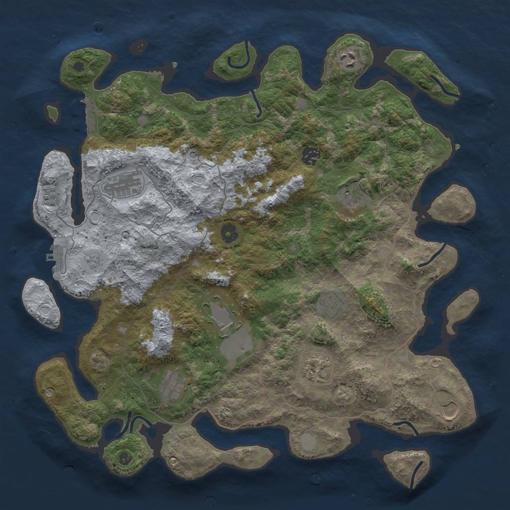 Rust Map: Procedural Map, Size: 4100, Seed: 1234567, 19 Monuments