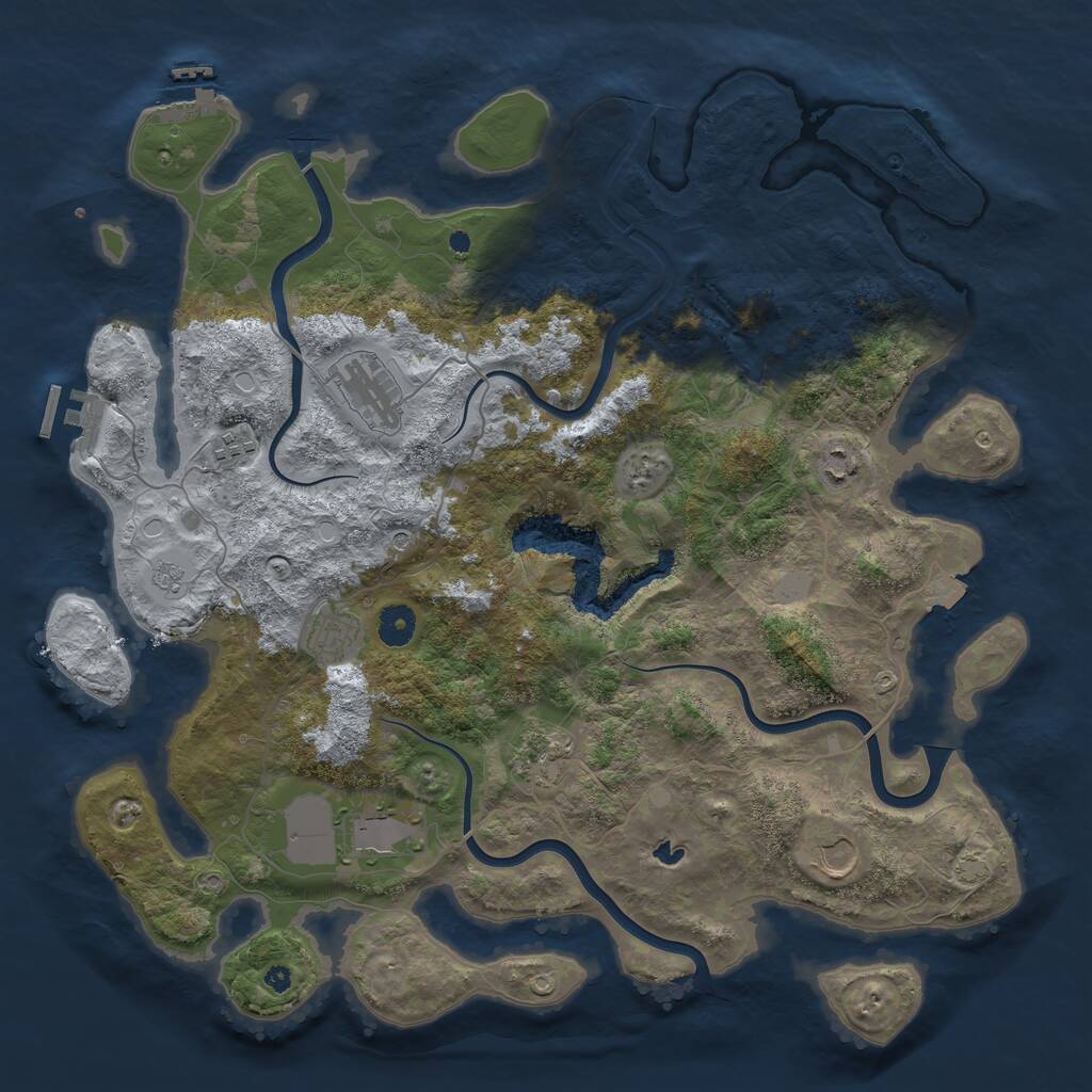 Rust Map: Procedural Map, Size: 4100, Seed: 1234567, 13 Monuments