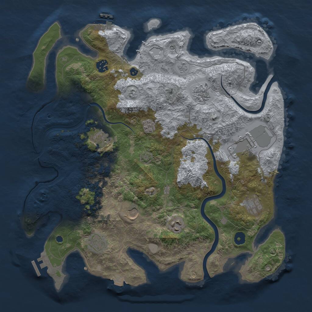 Rust Map: Procedural Map, Size: 3850, Seed: 1843911357, 15 Monuments