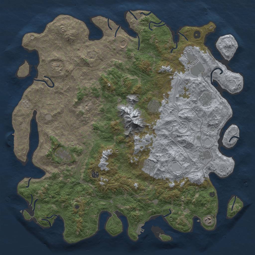 Rust Map: Procedural Map, Size: 5000, Seed: 1156839407, 20 Monuments