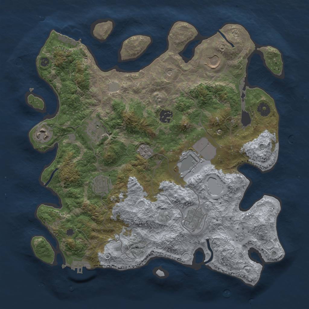 Rust Map: Procedural Map, Size: 3500, Seed: 409342730, 17 Monuments