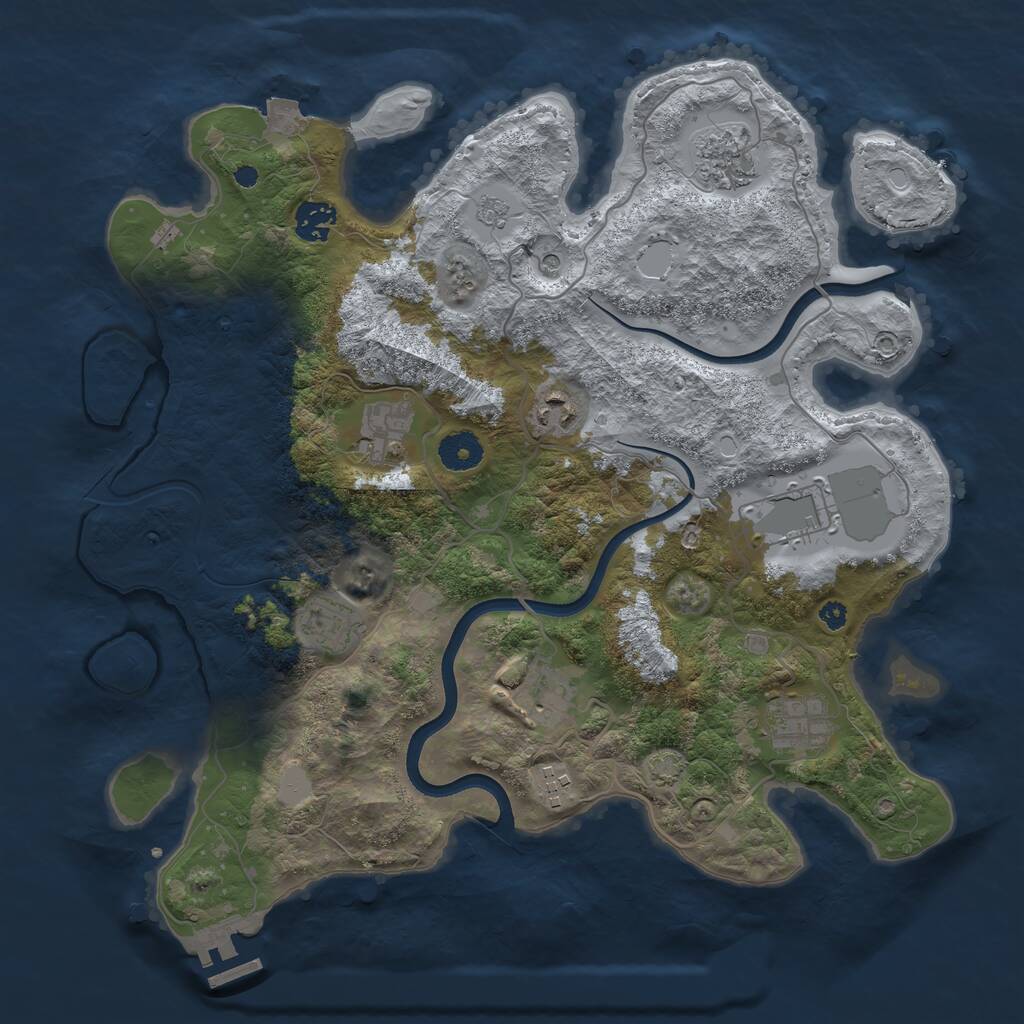 Rust Map: Procedural Map, Size: 3700, Seed: 48457, 14 Monuments