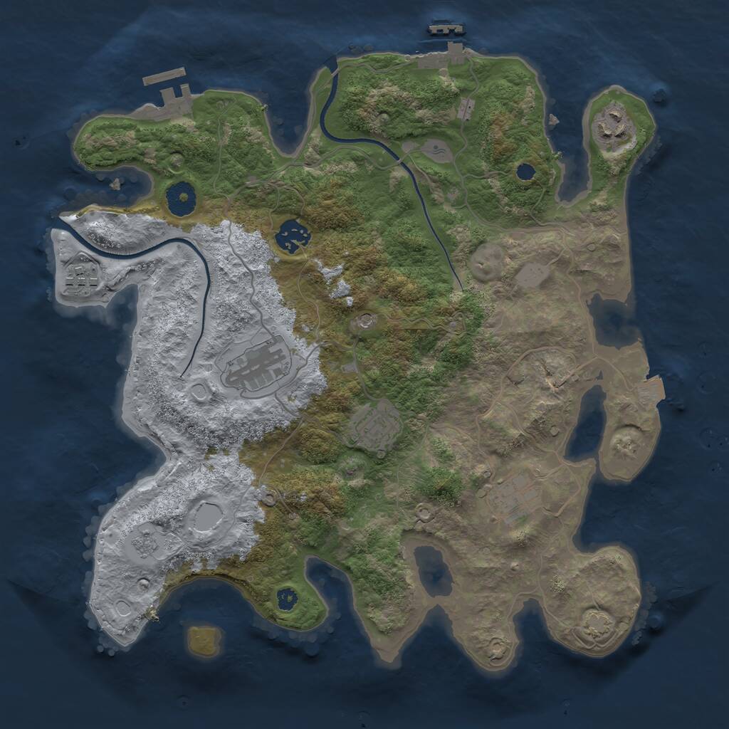 Rust Map: Procedural Map, Size: 3400, Seed: 931554294, 12 Monuments