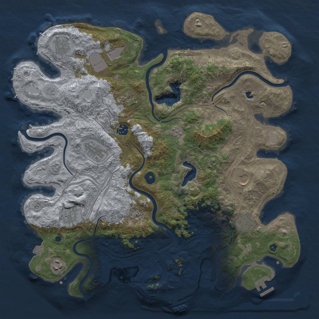 Rust Map: Procedural Map, Size: 4250, Seed: 983457, 16 Monuments