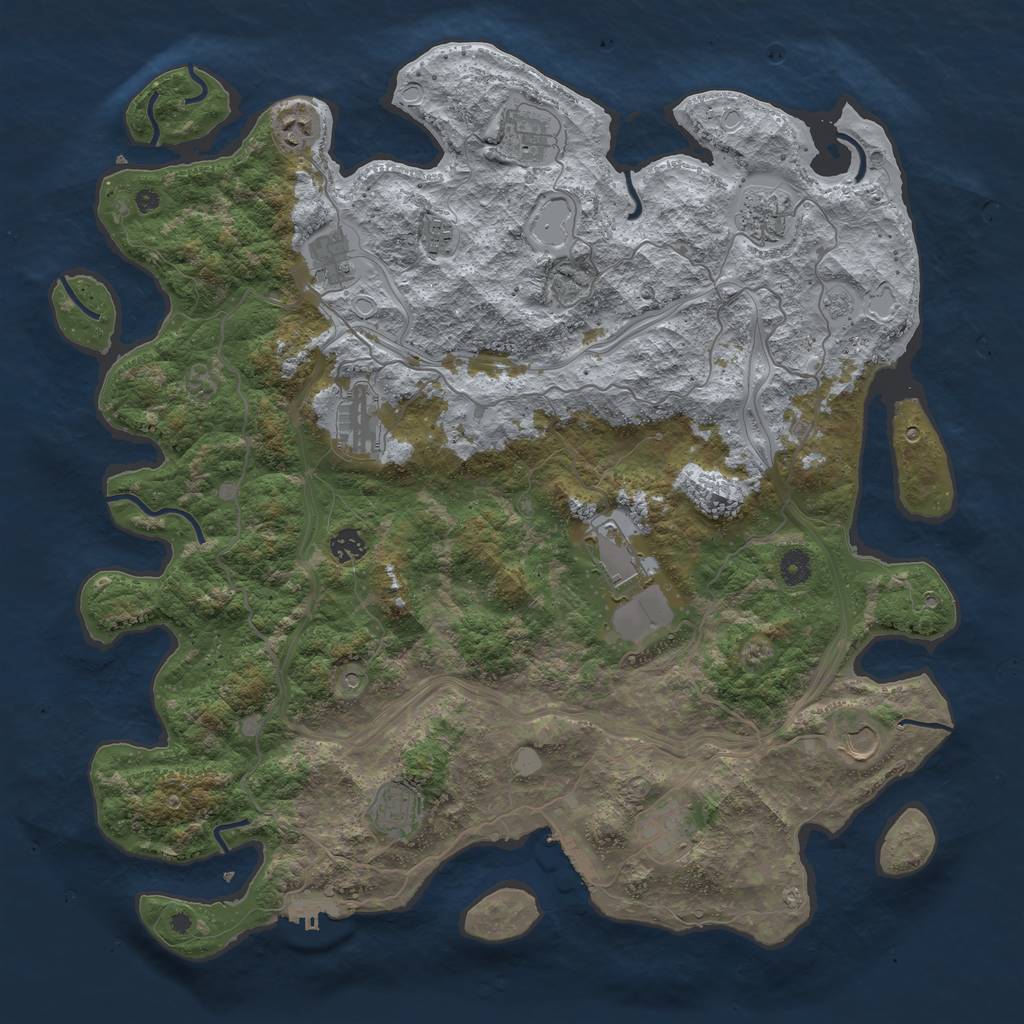 Rust Map: Procedural Map, Size: 4500, Seed: 75092850, 20 Monuments