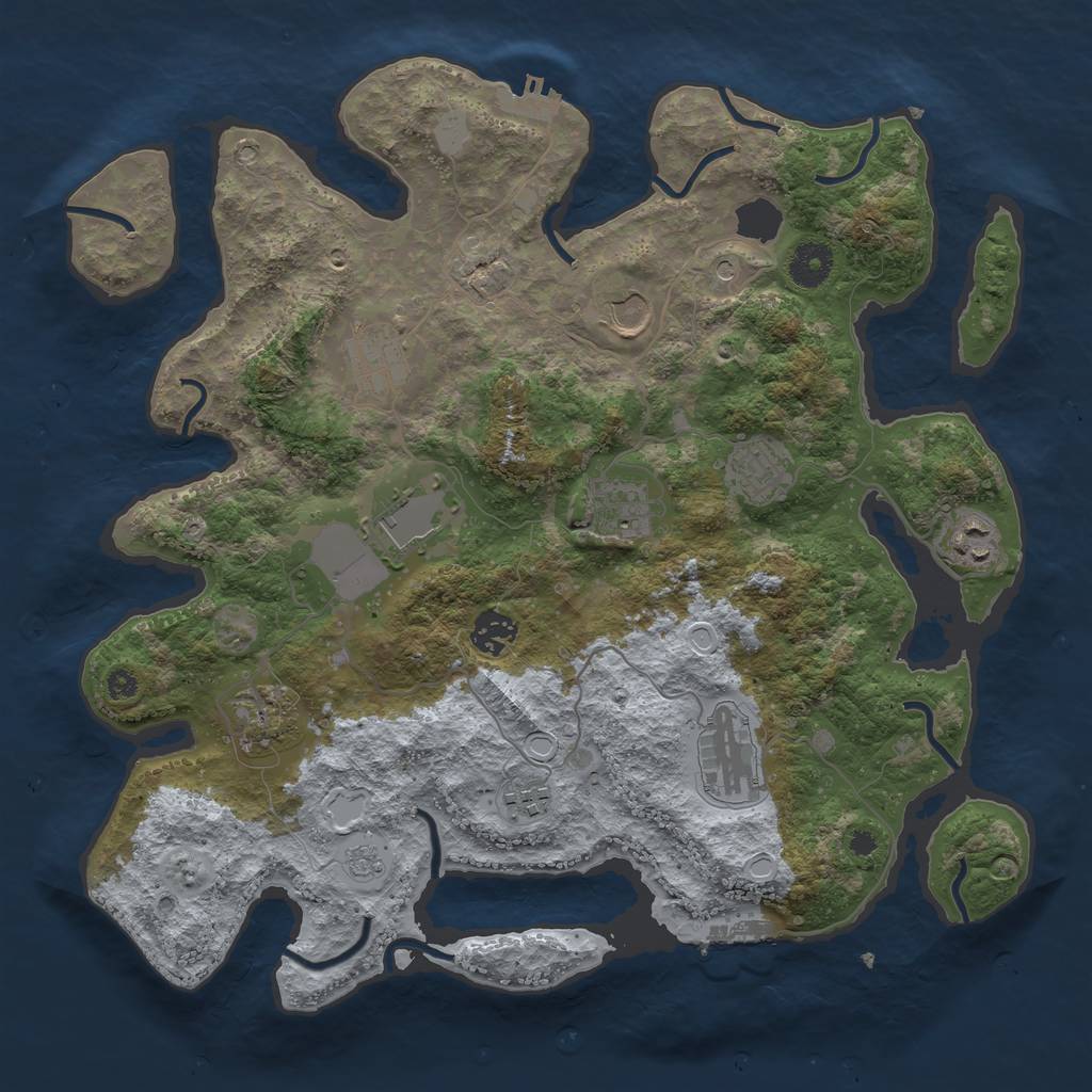 Rust Map: Procedural Map, Size: 3700, Seed: 1399301235, 19 Monuments