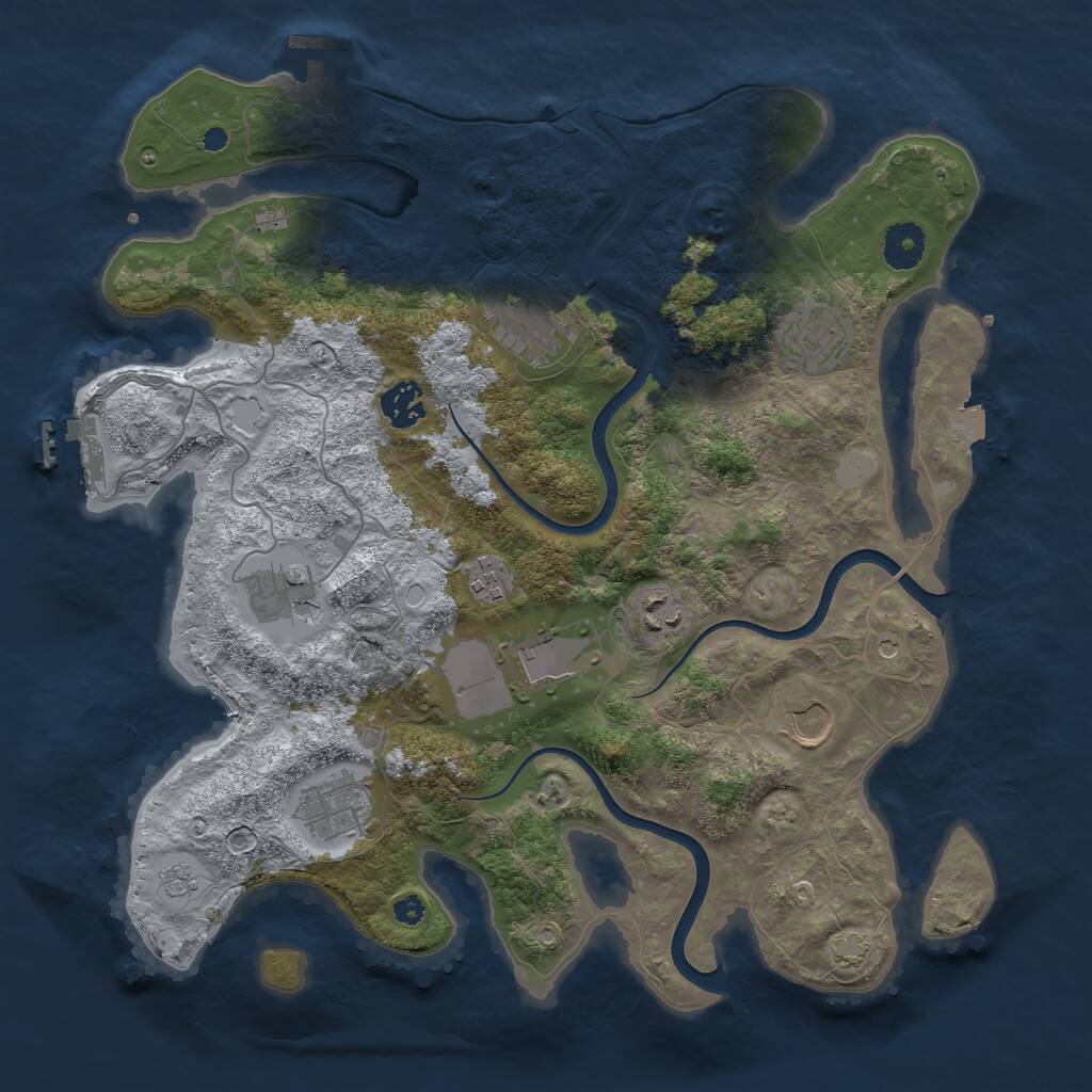 Rust Map: Procedural Map, Size: 3666, Seed: 931554294, 15 Monuments