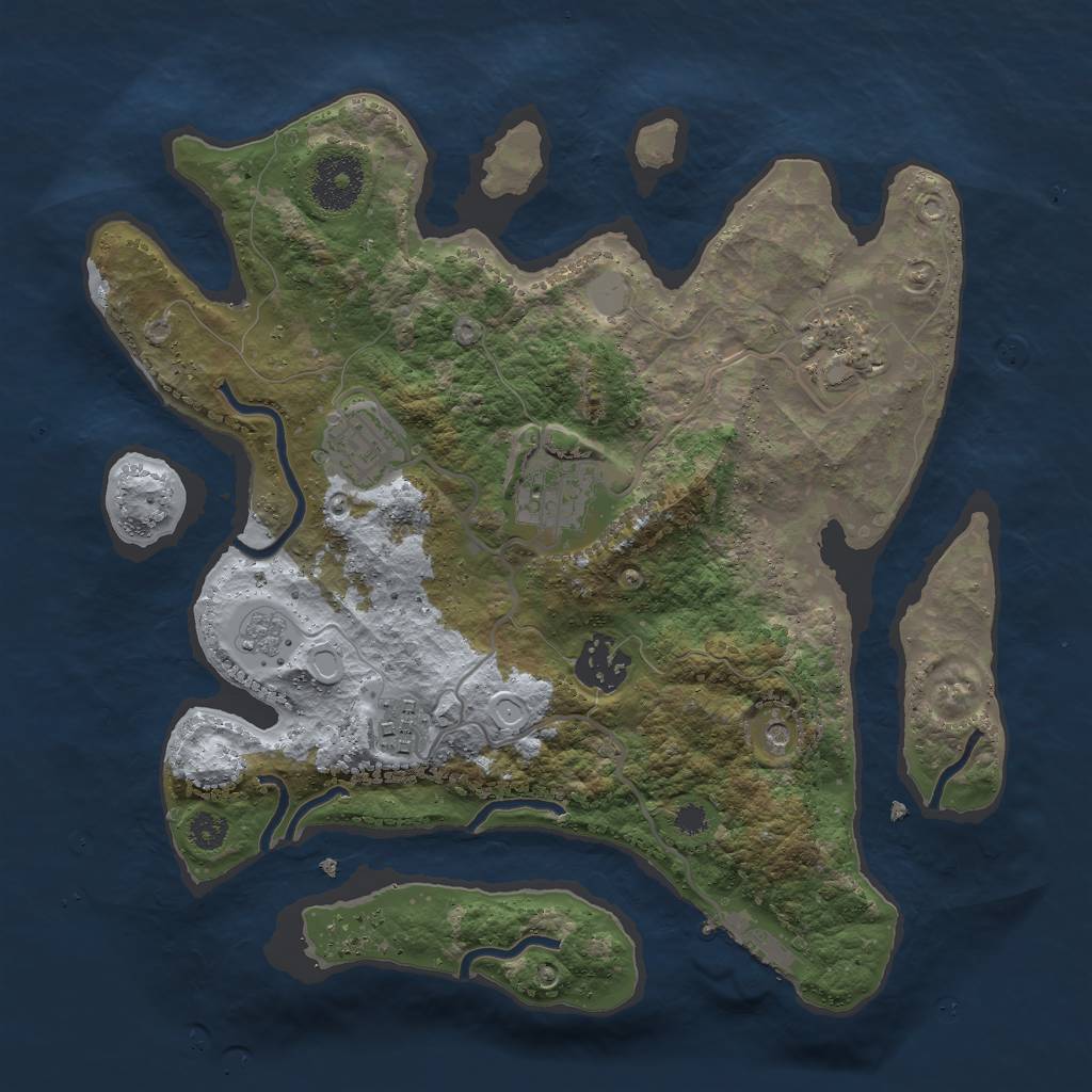 Rust Map: Procedural Map, Size: 3000, Seed: 1233204433, 13 Monuments