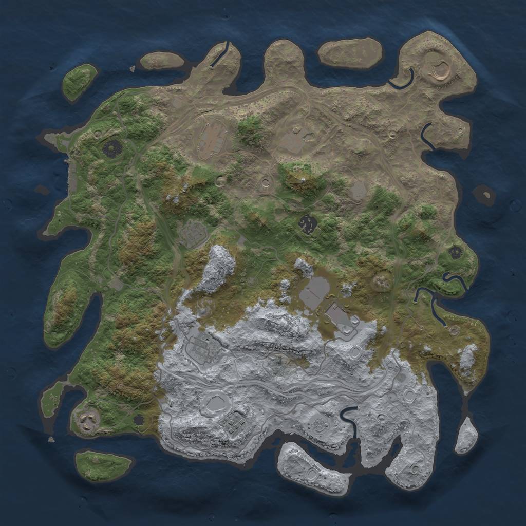 Rust Map: Procedural Map, Size: 4250, Seed: 745292, 17 Monuments