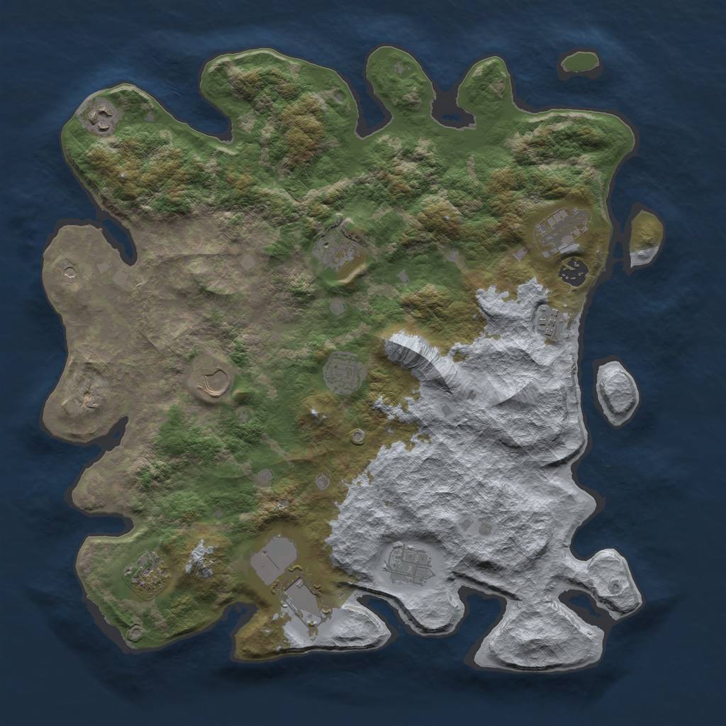 Rust Map: Barren, Size: 4000, Seed: 872592327, 13 Monuments