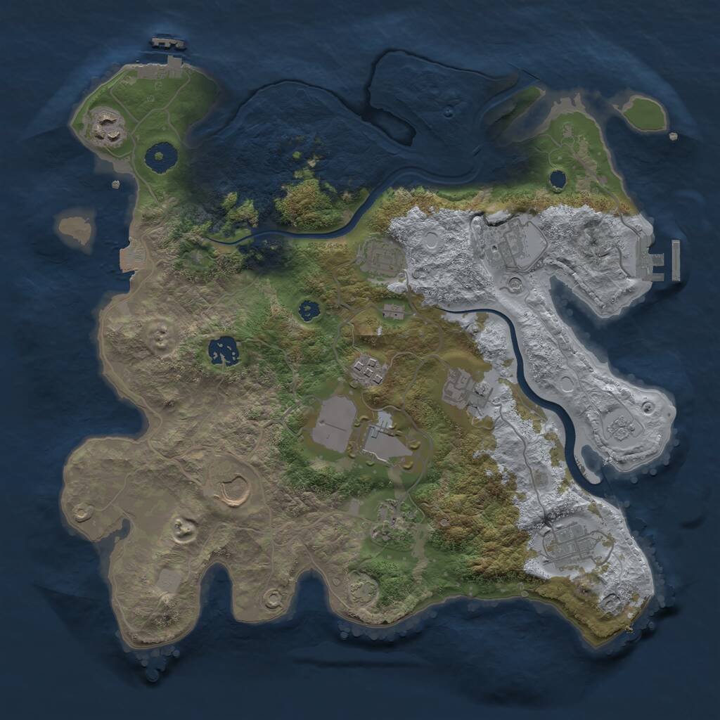 Rust Map: Procedural Map, Size: 3500, Seed: 1900376127, 16 Monuments