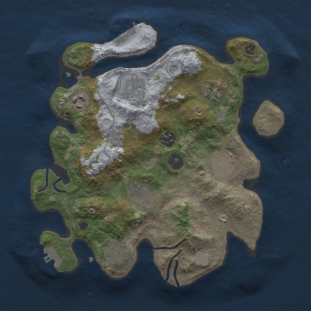Rust Map: Procedural Map, Size: 3000, Seed: 516053439, 16 Monuments