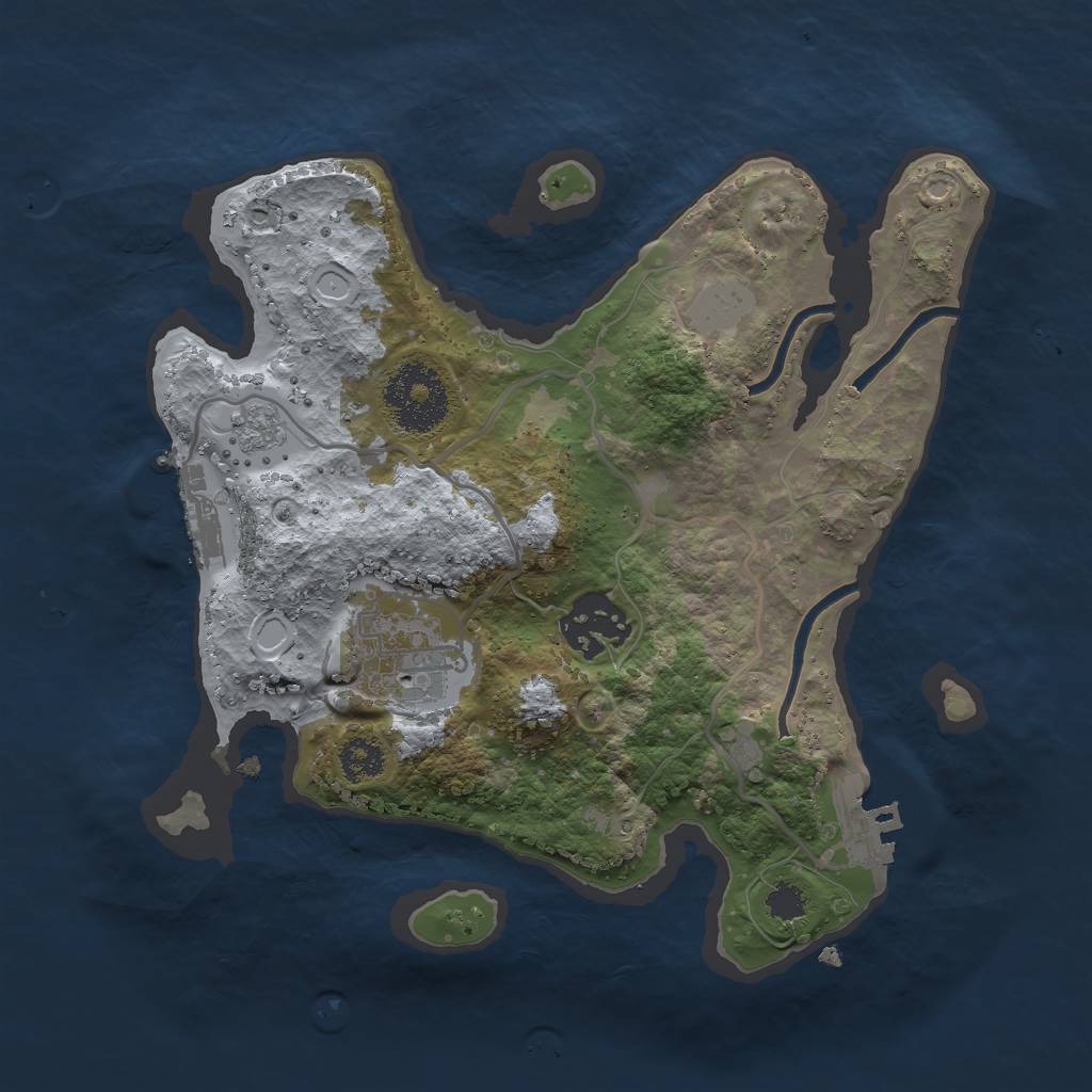 Rust Map: Procedural Map, Size: 2500, Seed: 32342325, 10 Monuments