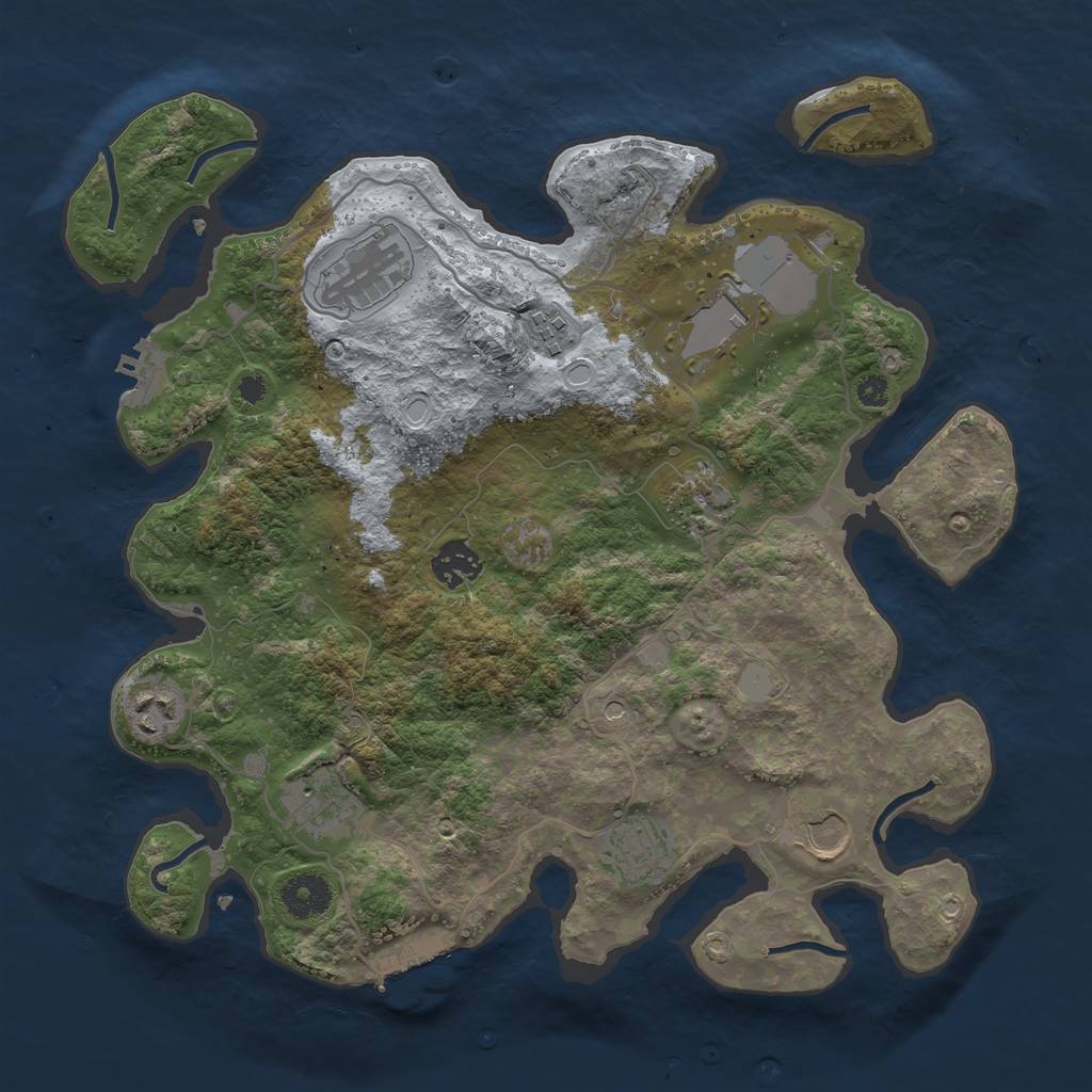 Rust Map: Procedural Map, Size: 3500, Seed: 1264704359, 17 Monuments