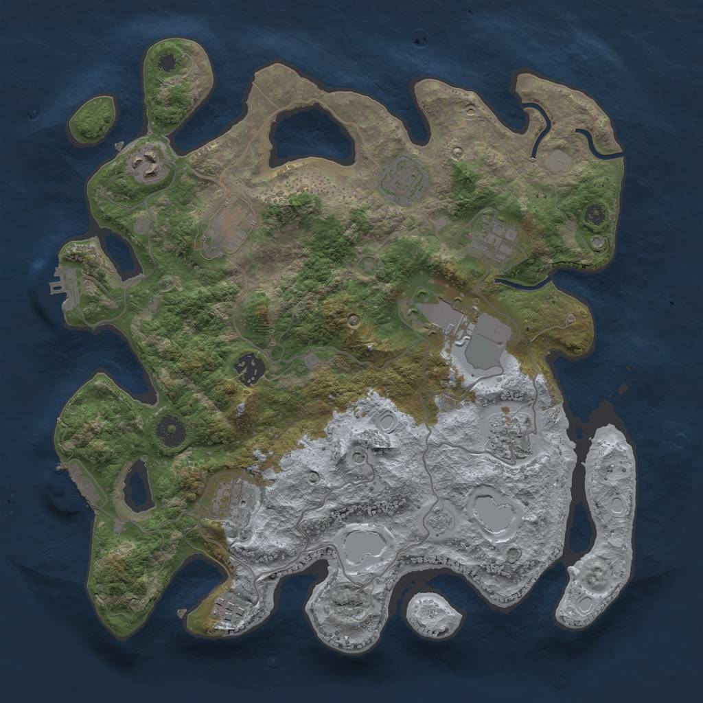 Rust Map: Procedural Map, Size: 3500, Seed: 1635669019, 18 Monuments