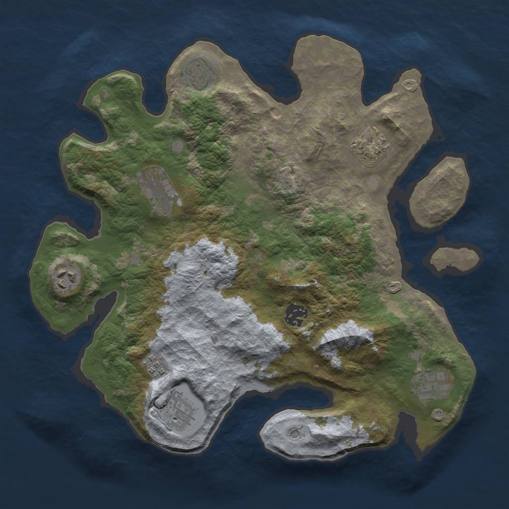 Rust Map: Barren, Size: 3400, Seed: 383370422, 11 Monuments