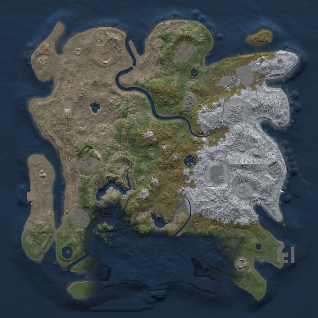 Rust Map: Procedural Map, Size: 4000, Seed: 1894424321, 16 Monuments