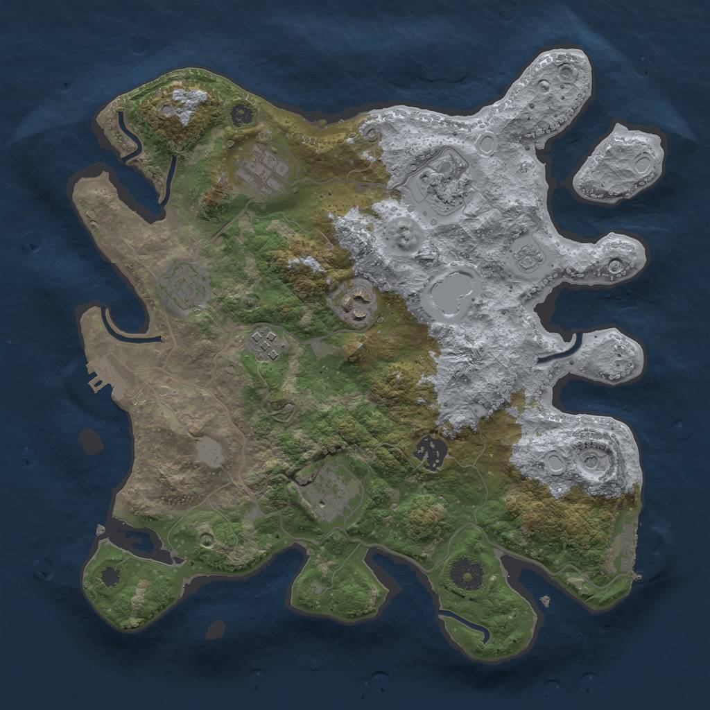 Rust Map: Procedural Map, Size: 3250, Seed: 91643791, 16 Monuments