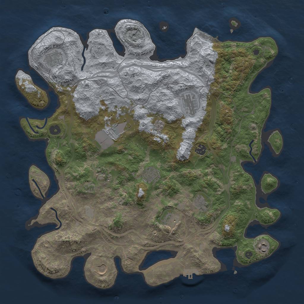 Rust Map: Procedural Map, Size: 4250, Seed: 1821384342, 20 Monuments