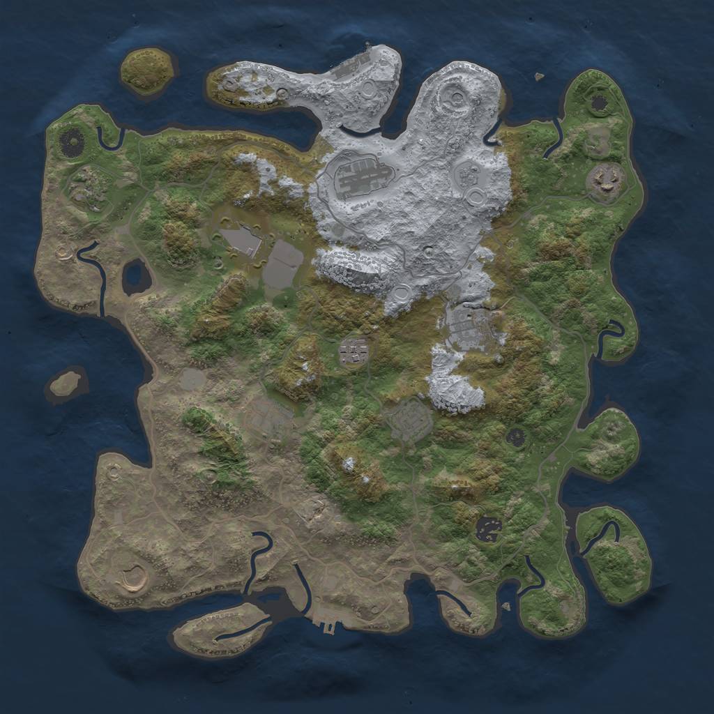 Rust Map: Procedural Map, Size: 4000, Seed: 587952710, 19 Monuments